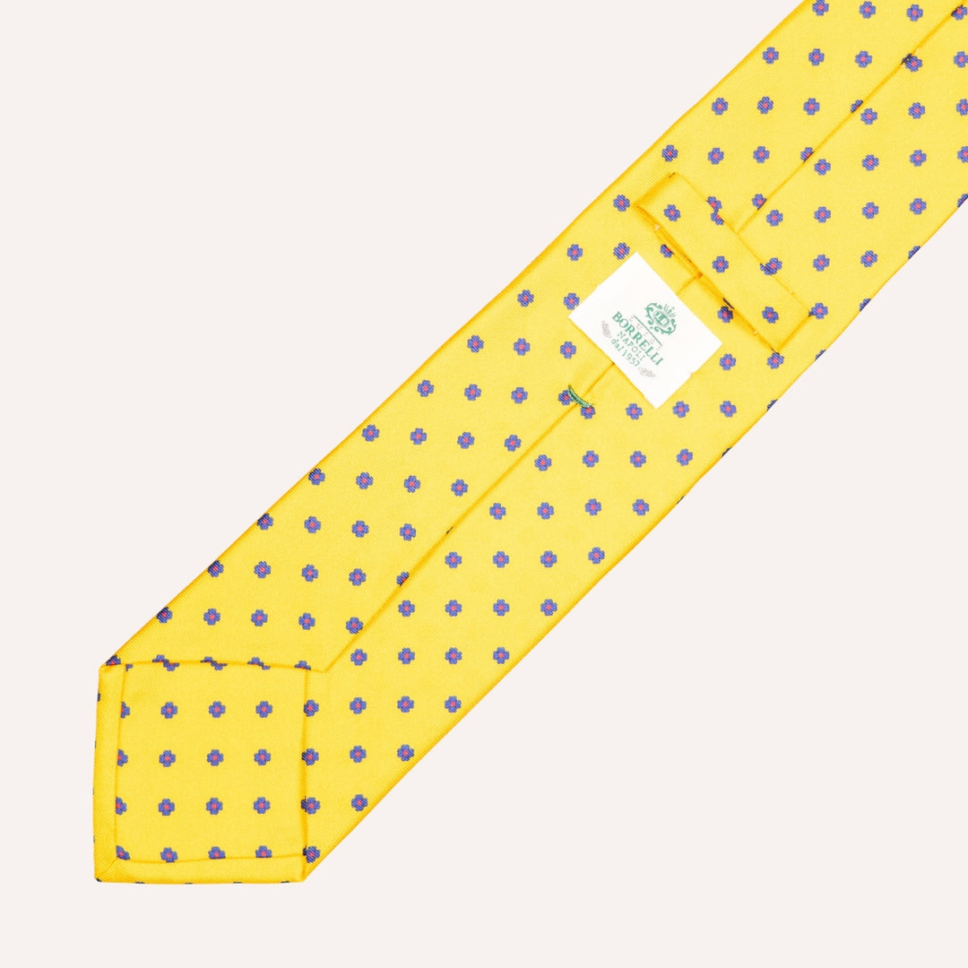 Yellow Flower Pattern Silk Tie