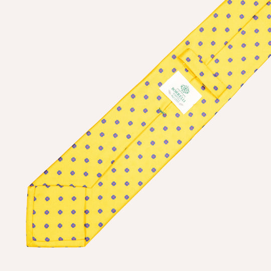Yellow Flower Pattern Silk Tie