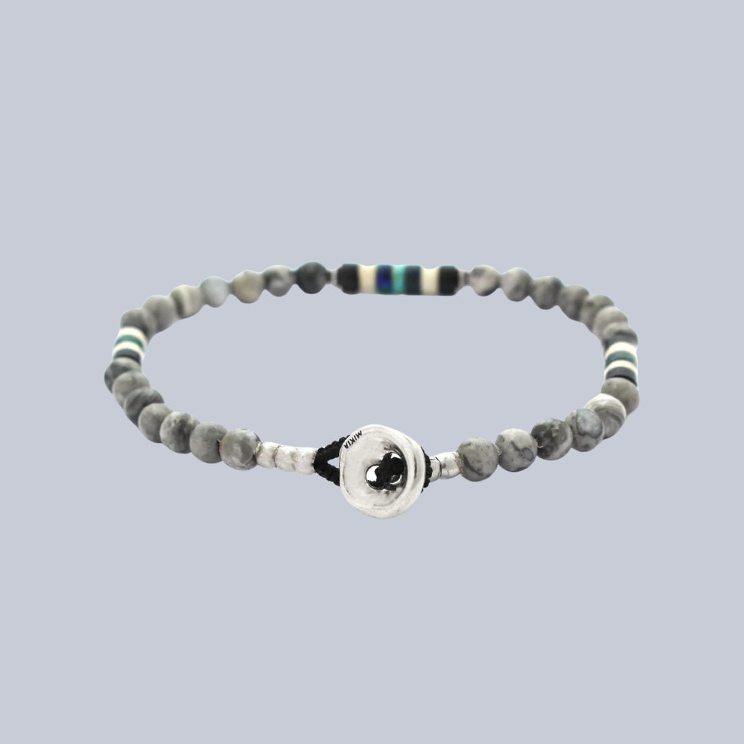 Grey Jasper Beads Natural 4mm Bracelet