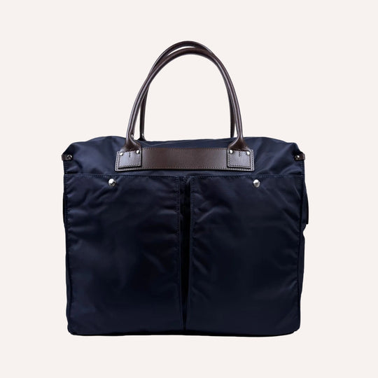 Navy Nylon Canvas Leather Large Briefcase