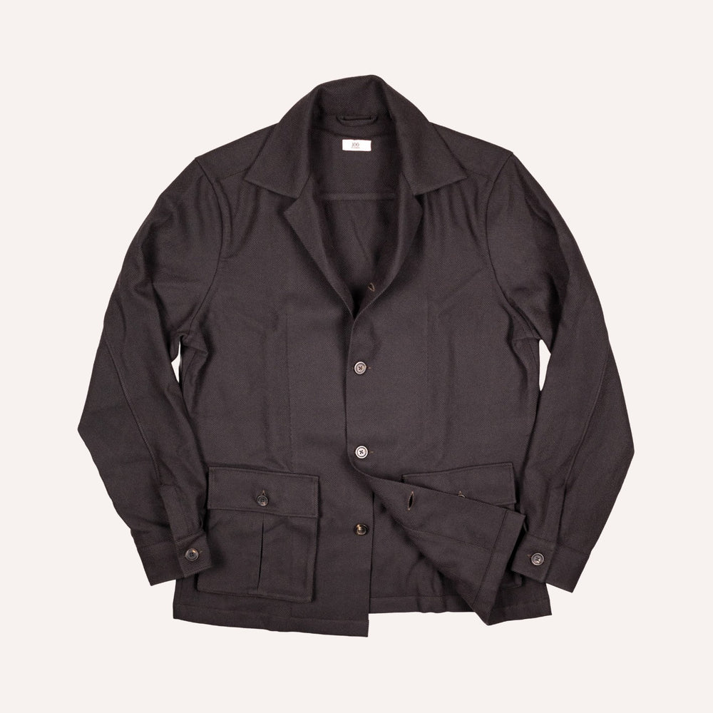Brown Herringbone Wool Cashmere Traveller Jacket