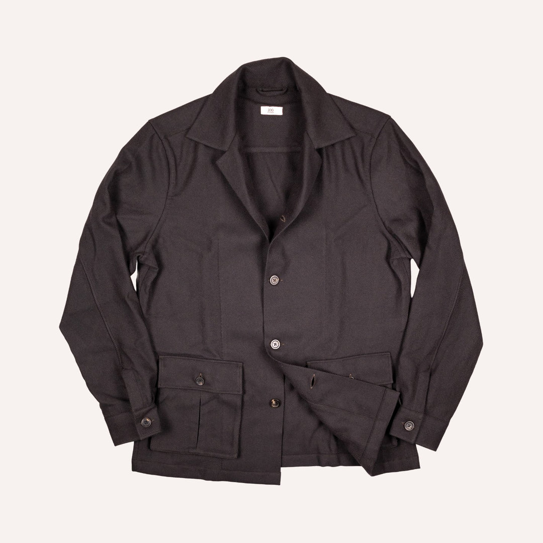 Brown Herringbone Wool Cashmere Traveller Jacket
