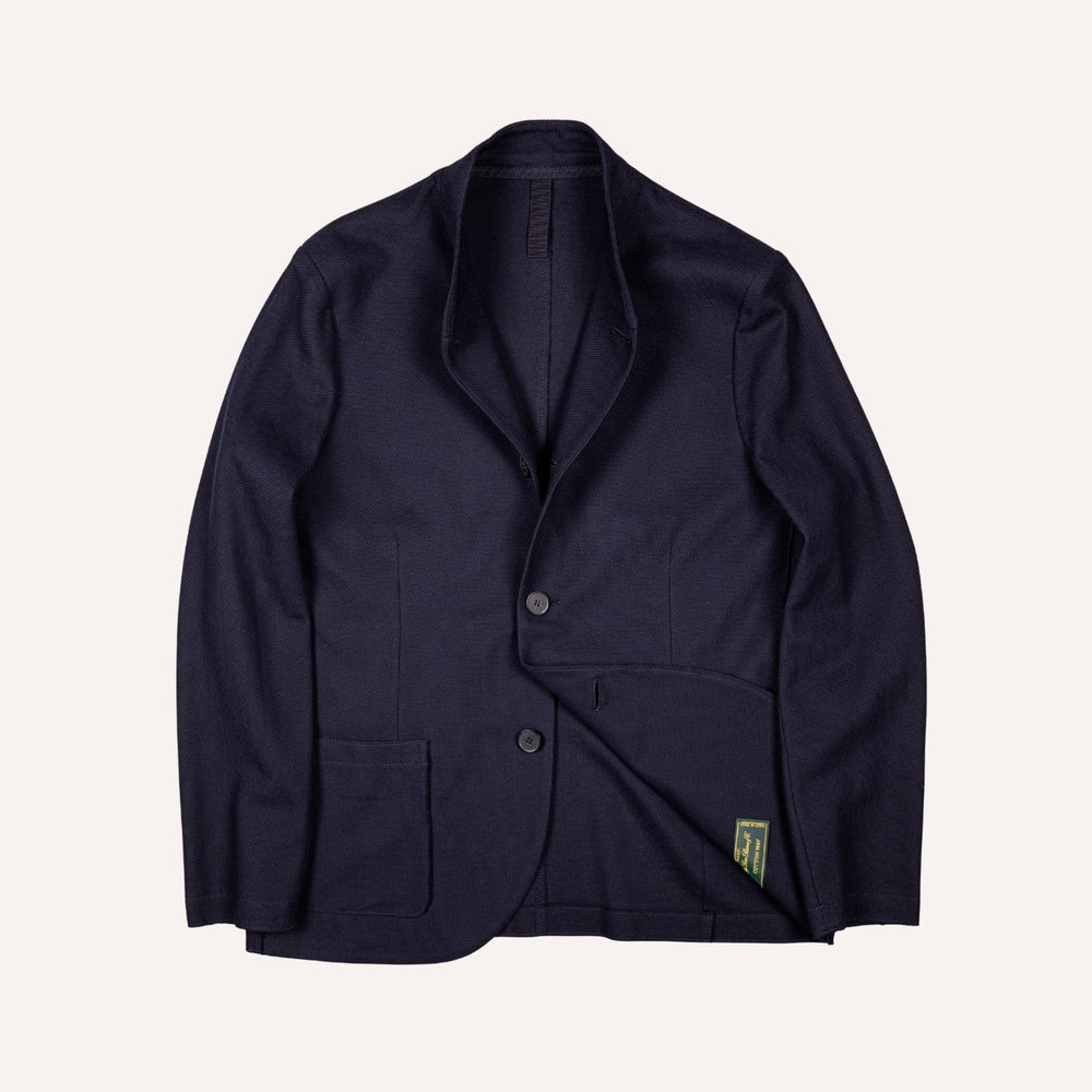 Navy Honeycomb Cotton Nehru Jacket