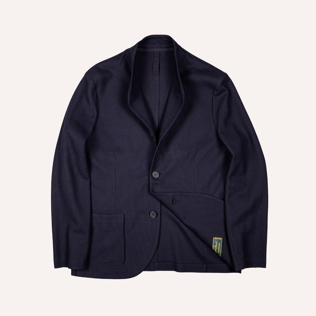 Navy Honeycomb Cotton Nehru Jacket
