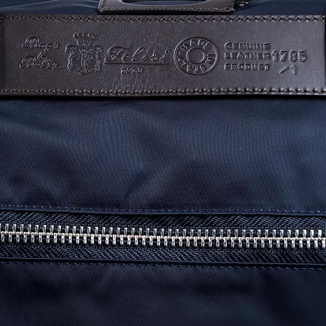 Navy Nylon Canvas Leather Large Briefcase