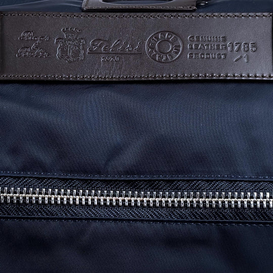 Navy Nylon Canvas Leather Large Briefcase