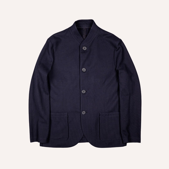 Navy Honeycomb Cotton Nehru Jacket