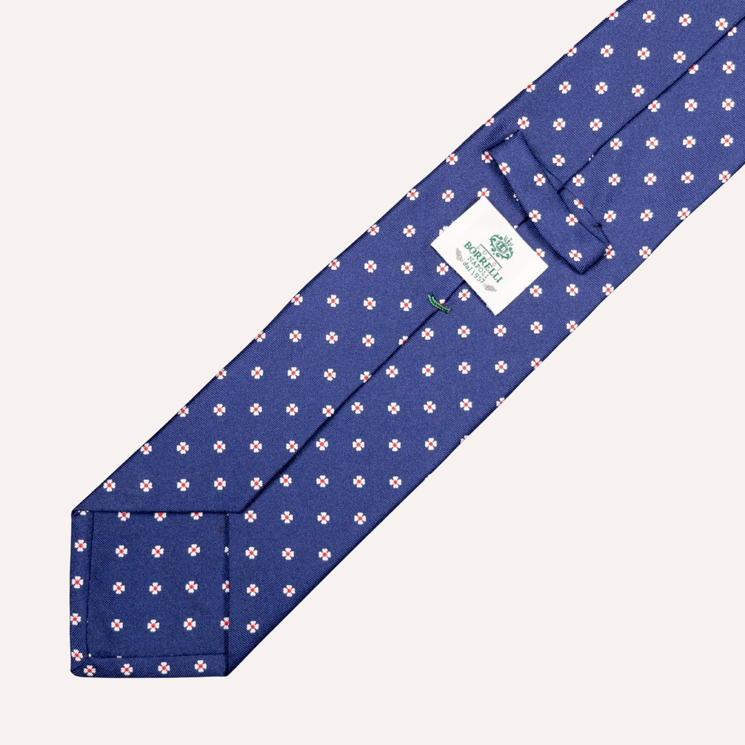 Blue Flower Pattern Silk Tie