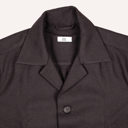 Brown Herringbone Wool Cashmere Traveller Jacket