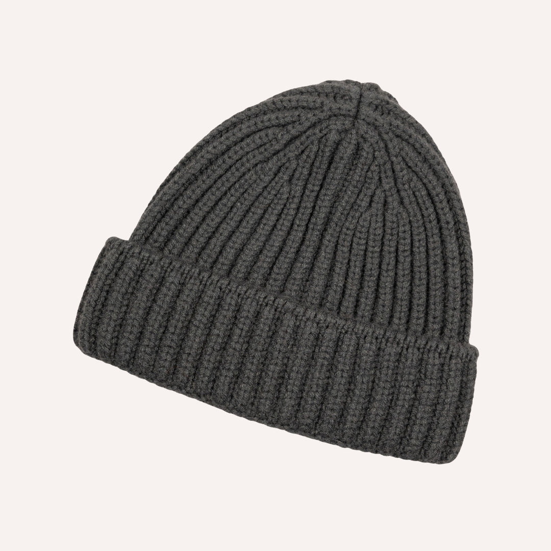 Forest Green Ribbed Cashmere Beanie
