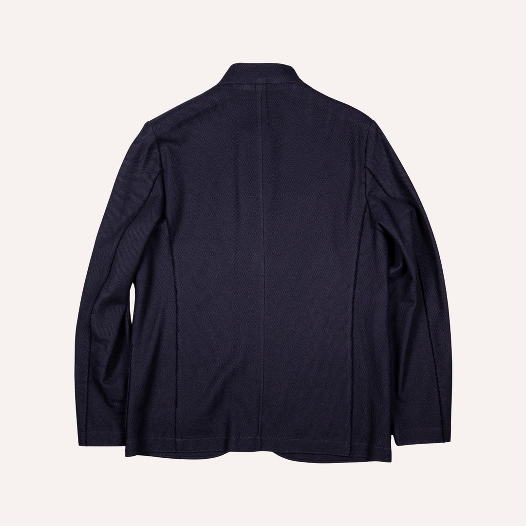 Navy Honeycomb Cotton Nehru Jacket