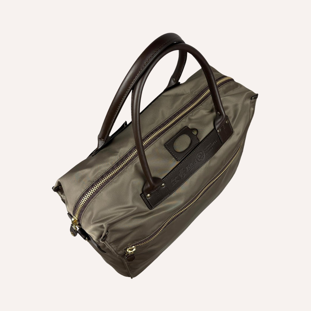 Olive Nylon Canvas Leather Large Briefcase