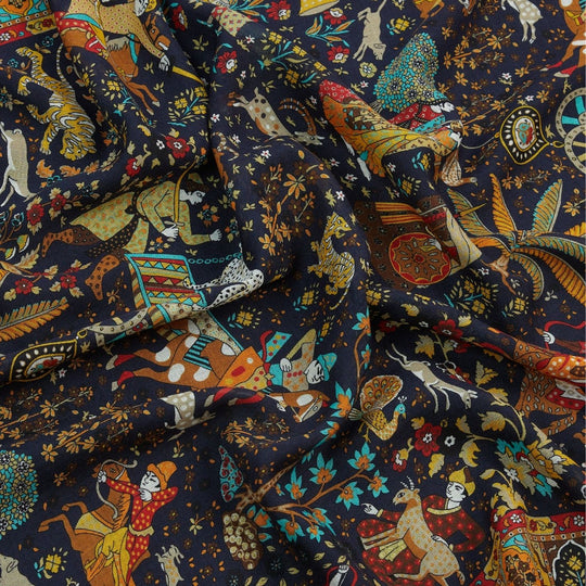 Navy Mogul Garden Printed Scarf