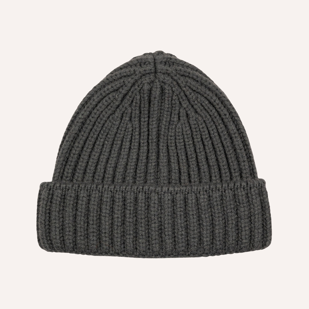 Forest Green Ribbed Cashmere Beanie