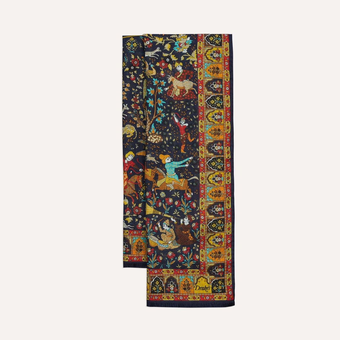 Navy Mogul Garden Printed Scarf