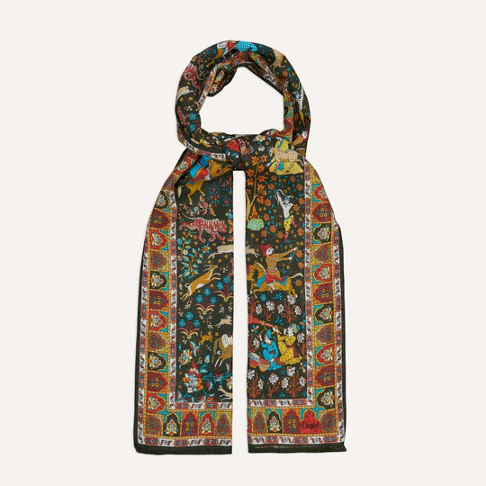 Dark Green Mogul Garden Printed Scarf