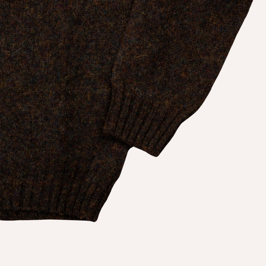 Carob Brown Lambswool Crewneck Sweater
