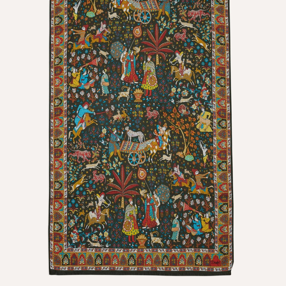 Dark Green Mogul Garden Printed Scarf