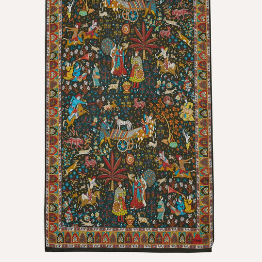 Dark Green Mogul Garden Printed Scarf