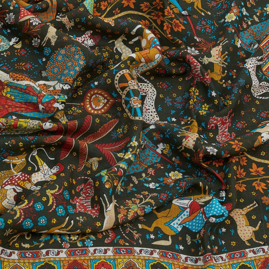 Dark Green Mogul Garden Printed Scarf