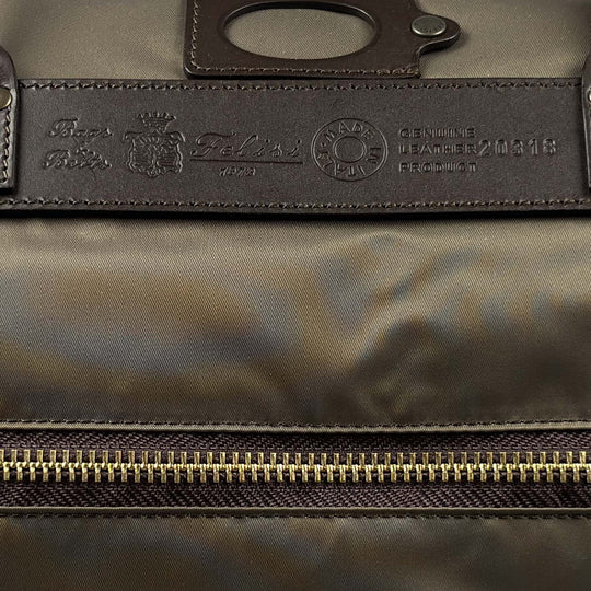 Olive Nylon Canvas Leather Weekend Bag