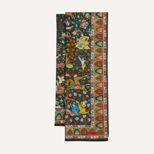Dark Green Mogul Garden Printed Scarf