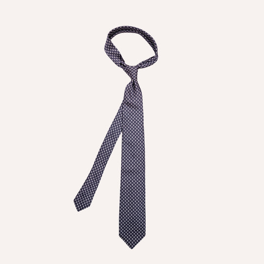 Navy Silver Silk Dot Pattern Tie