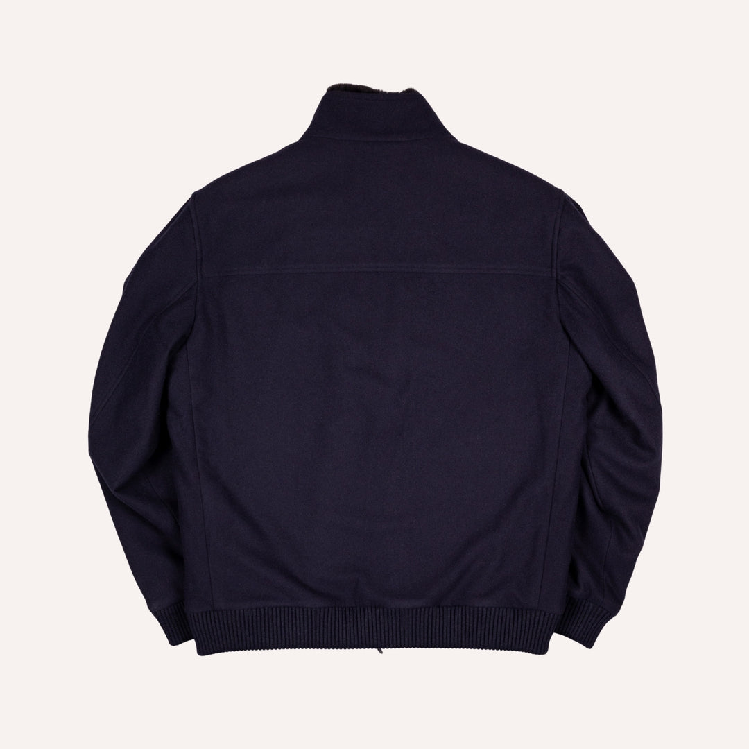 Navy S180 Wool Fur Lined Bomber Jacket