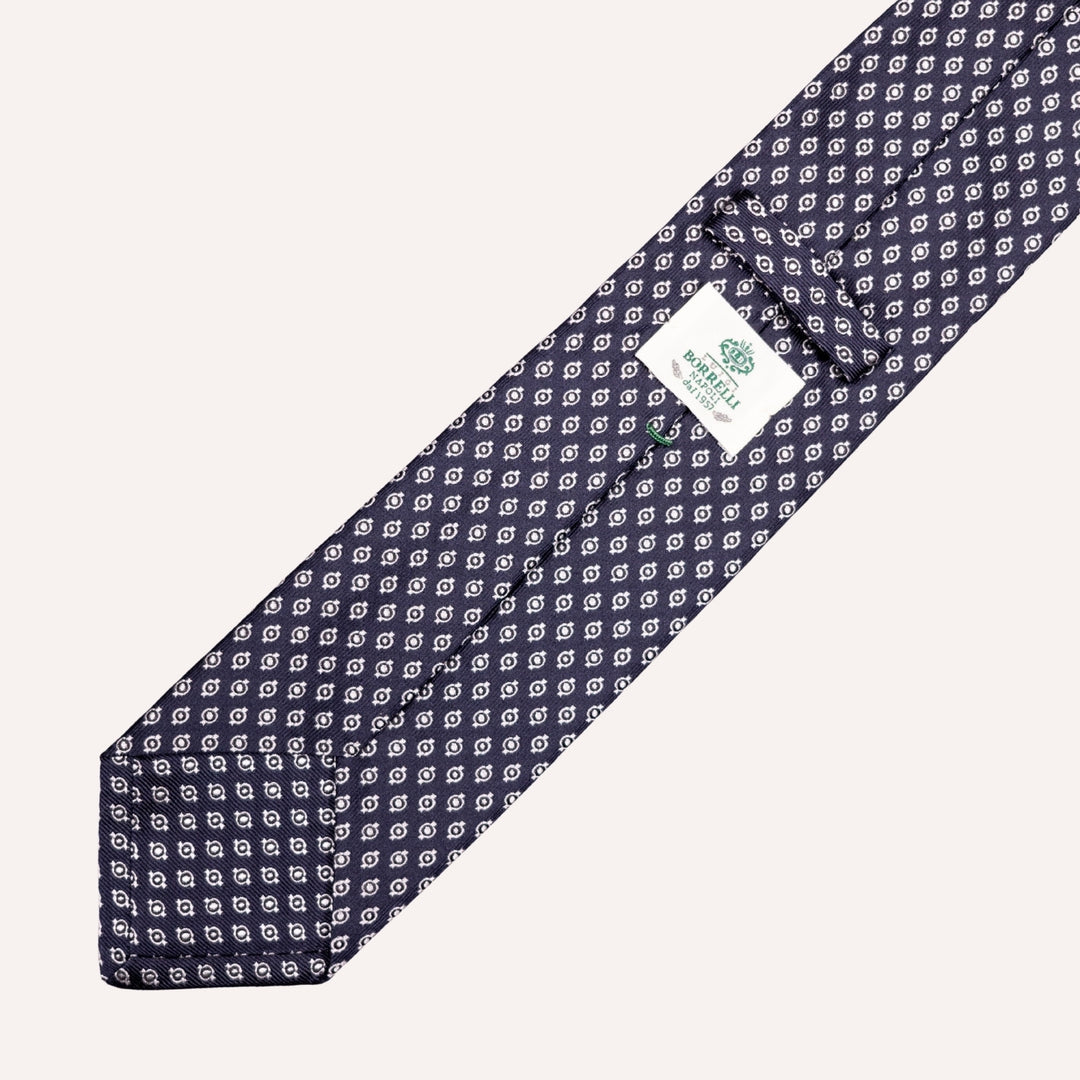 Navy Silver Silk Dot Pattern Tie