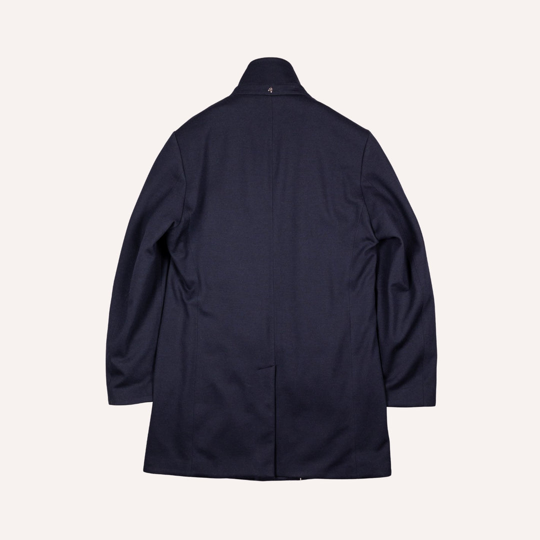 Navy Wool Light Down Padded Coat