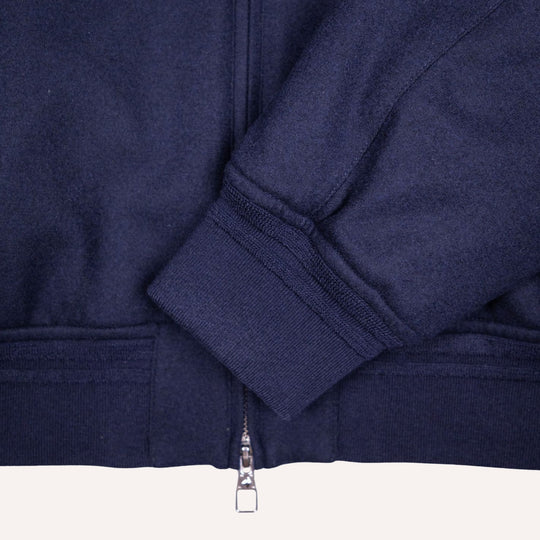 Navy Fur Collar Wool Bomber Jacket