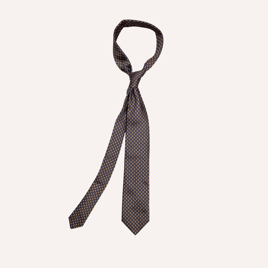 Navy Gold Silk Dot Pattern Tie
