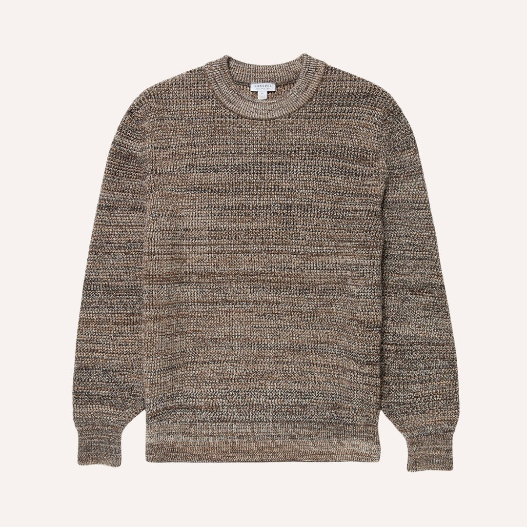 Dark Beige Merino Twisted Stitch Jumper