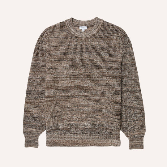 Dark Beige Merino Twisted Stitch Jumper