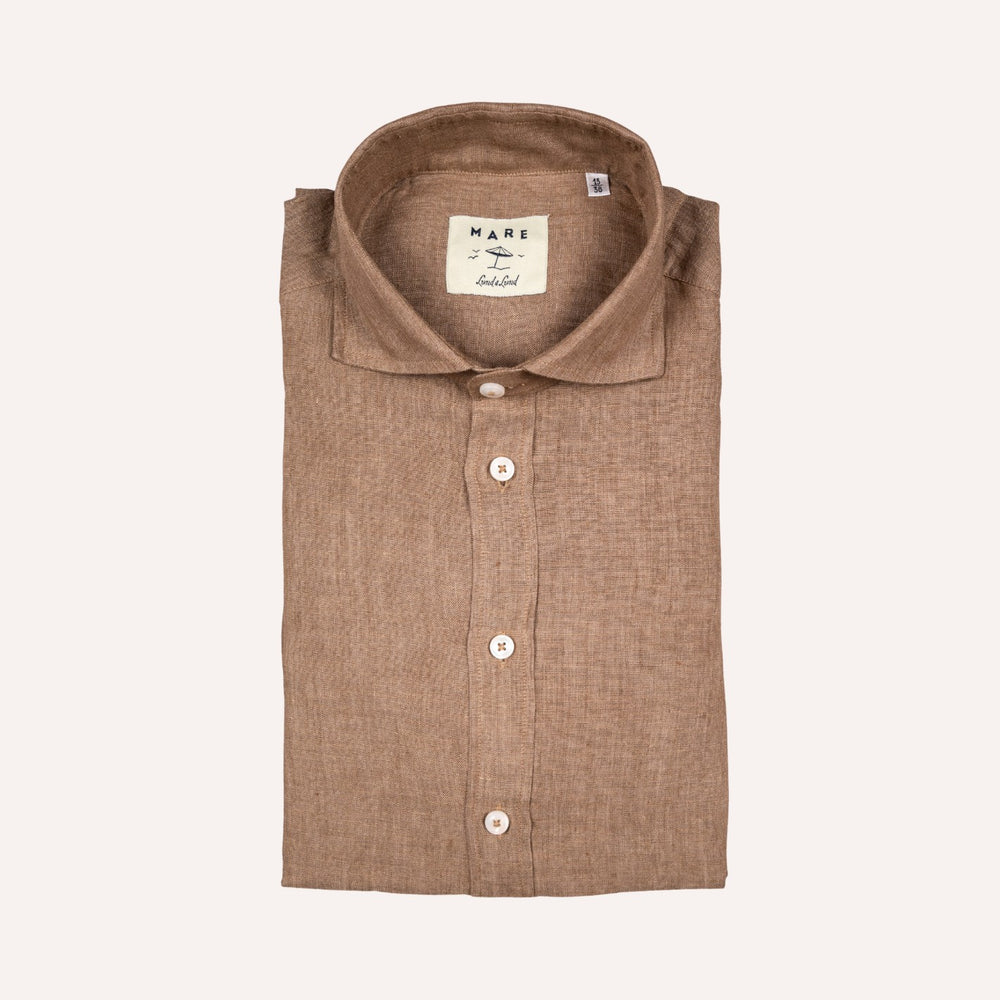 Coffee Brown Washed Linen Shirt
