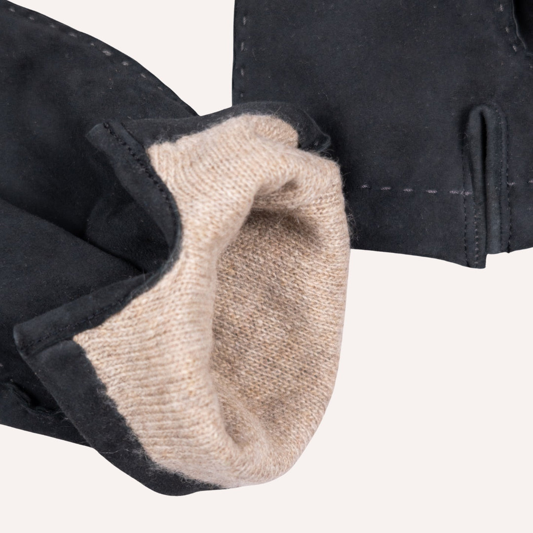 Dark Grey Suede Cashmere Lined Gloves