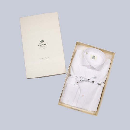 White Cutaway Double Cuff Shirt