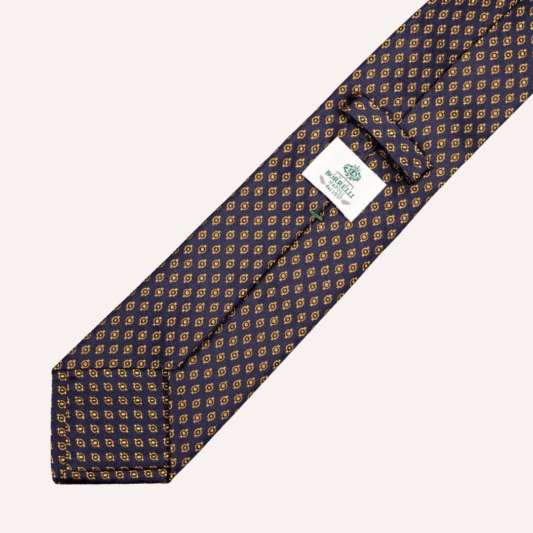 Navy Gold Silk Dot Pattern Tie