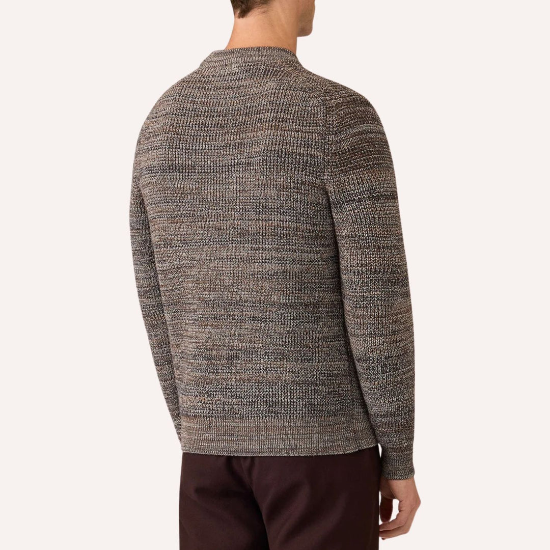 Dark Beige Merino Twisted Stitch Jumper