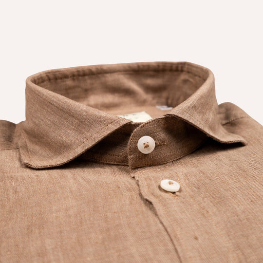 Coffee Brown Washed Linen Shirt