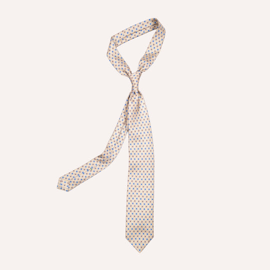 Beige Flower Geometric Pattern Silk Tie
