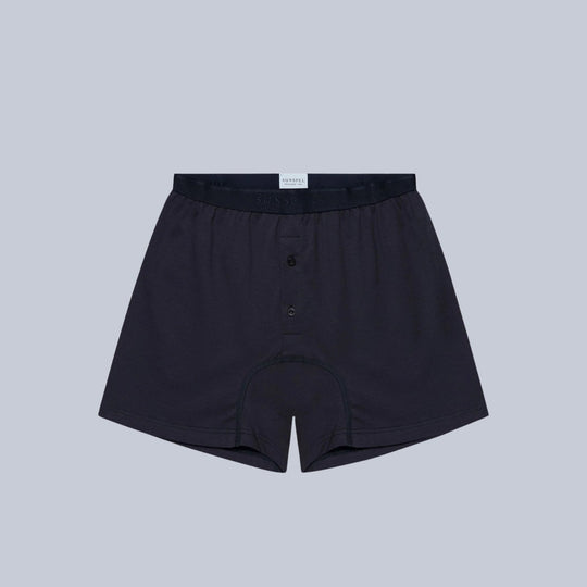 Navy Superfine Cotton Two‑Button Boxer Briefs