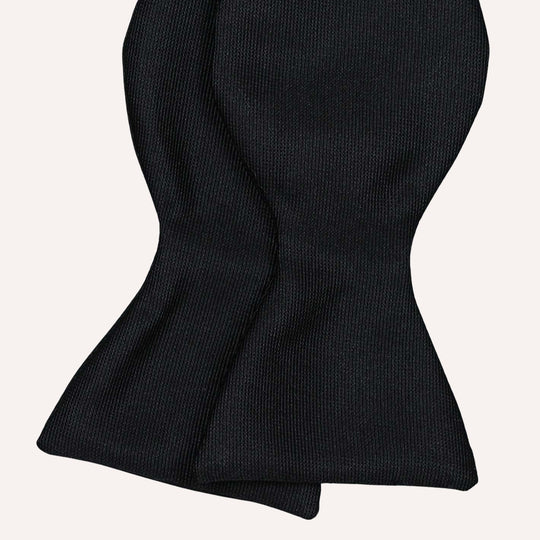 Black Ribbed Ottoman Silk Regular Bow Tie