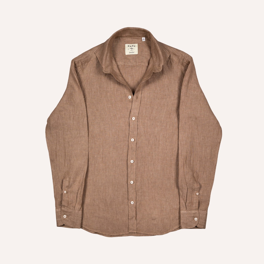 Coffee Brown Washed Linen Shirt