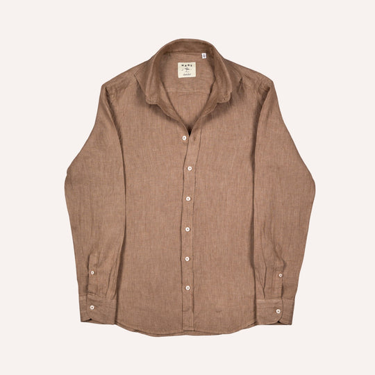 Coffee Brown Washed Linen Shirt