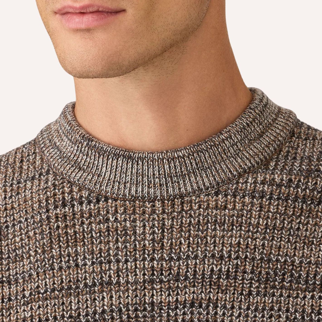 Dark Beige Merino Twisted Stitch Jumper
