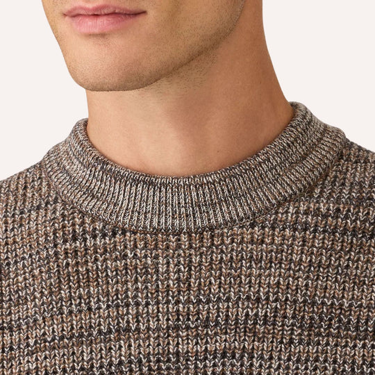 Dark Beige Merino Twisted Stitch Jumper