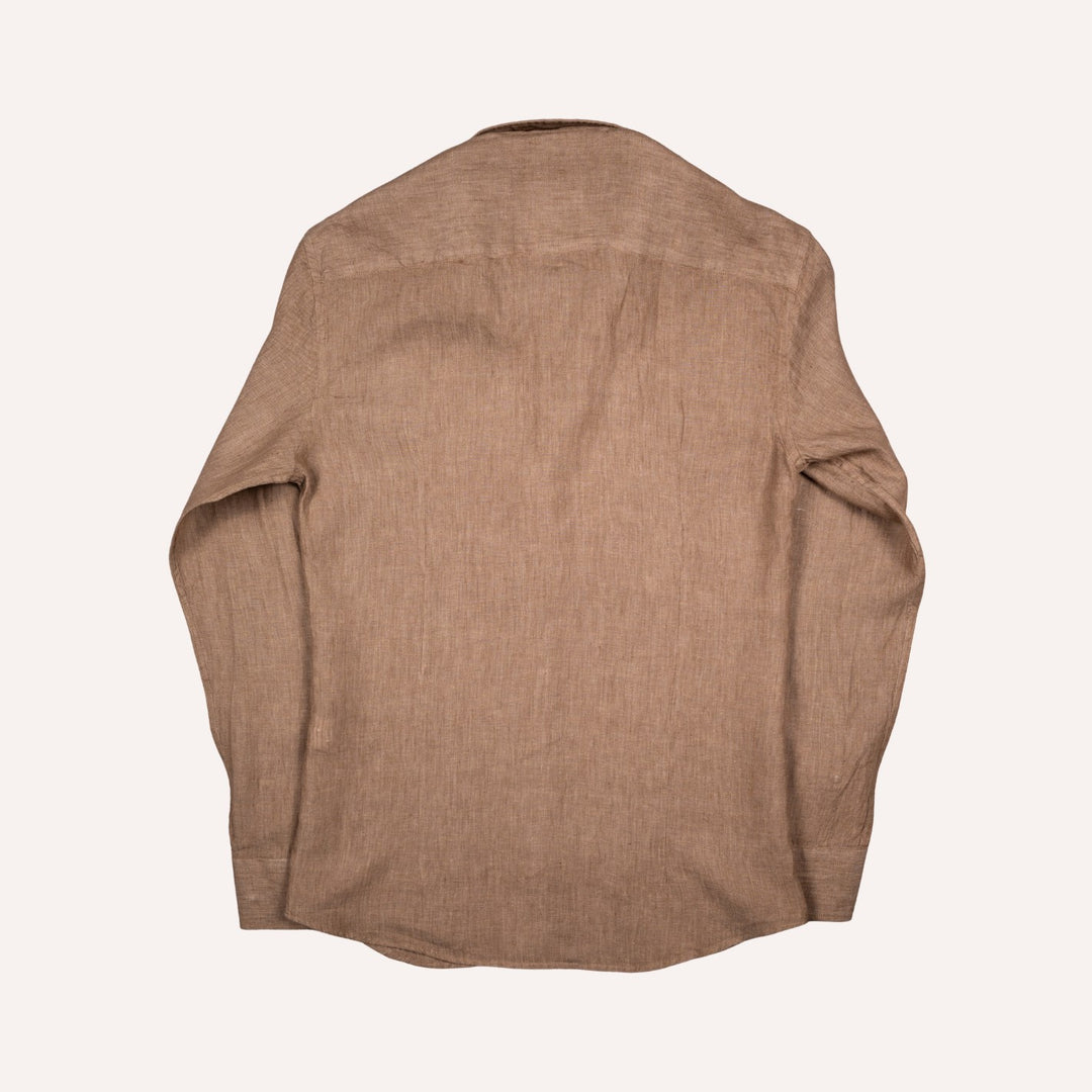 Coffee Brown Washed Linen Shirt