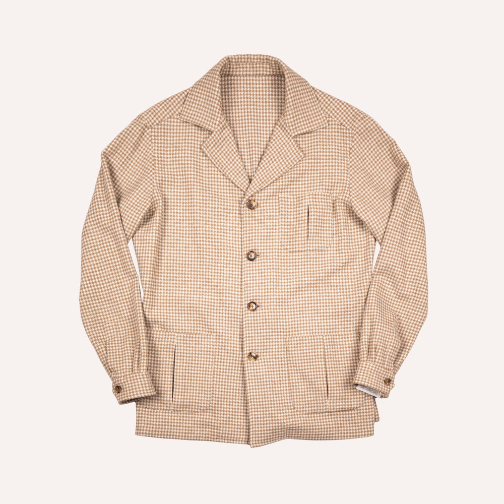 Light Brown Houndstooth Wool Cashmere Desert Jacket