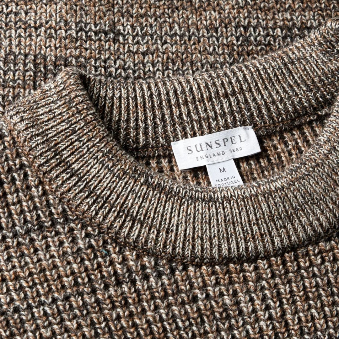 Dark Beige Merino Twisted Stitch Jumper